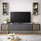 TV furniture set Gold Line Anthracite Black Melamine 180x48x30 cm