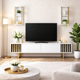 TV furniture set Gold Line White Black Melamine 180x48x30 cm