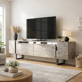 TV Cabinet Travertine Yildiz 180x50x30 - Silver Frame
