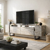 TV Cabinet Travertine Yildiz 180x50x30 - Silver Frame