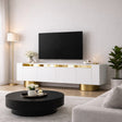 TV Furniture - TV Furniture White Bohem 180x50x30 - Golden Frame - Dimehouse