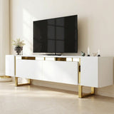 TV Cabinet White Yildiz 180x50x30 - Gold Frame