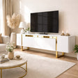 TV Furniture - TV Furniture White Yildiz 180x50x30 - Golden Frame - Dimehouse