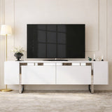 TV Meubels - TV Meubel Wit Yildiz 180x50x30 - Zilver Frame - Dimehouse