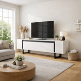 TV Cabinet White Yildiz 180x50x30 - Black Frame