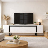 TV Cabinet White Yildiz 180x50x30 - Black Frame