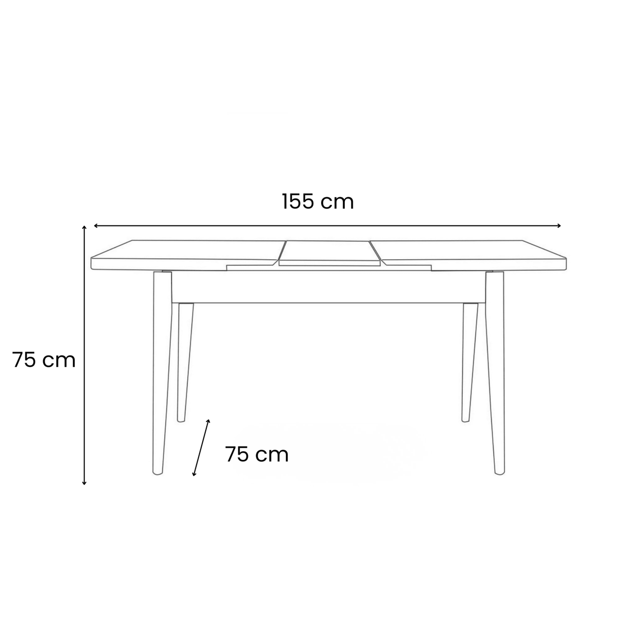Eettafels - Uitschuifbare eettafel Dennen Melamine - 120 tot 155 cm - inclusief bankjes - Santo - Dimehouse