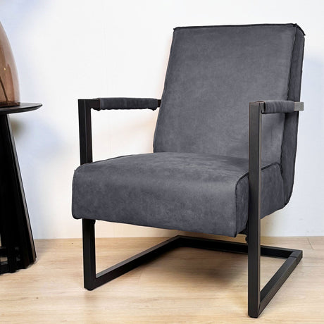 Tiger Industrial Leather Armchair Anthracite