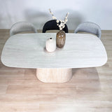 Sintered Stone Marble Look Travertine Dining Table Lea 180x90 cm - Danish Oval 