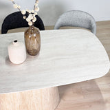 Sintered Stone Marble Look Travertine Dining Table Lea 180x90 cm - Danish Oval 