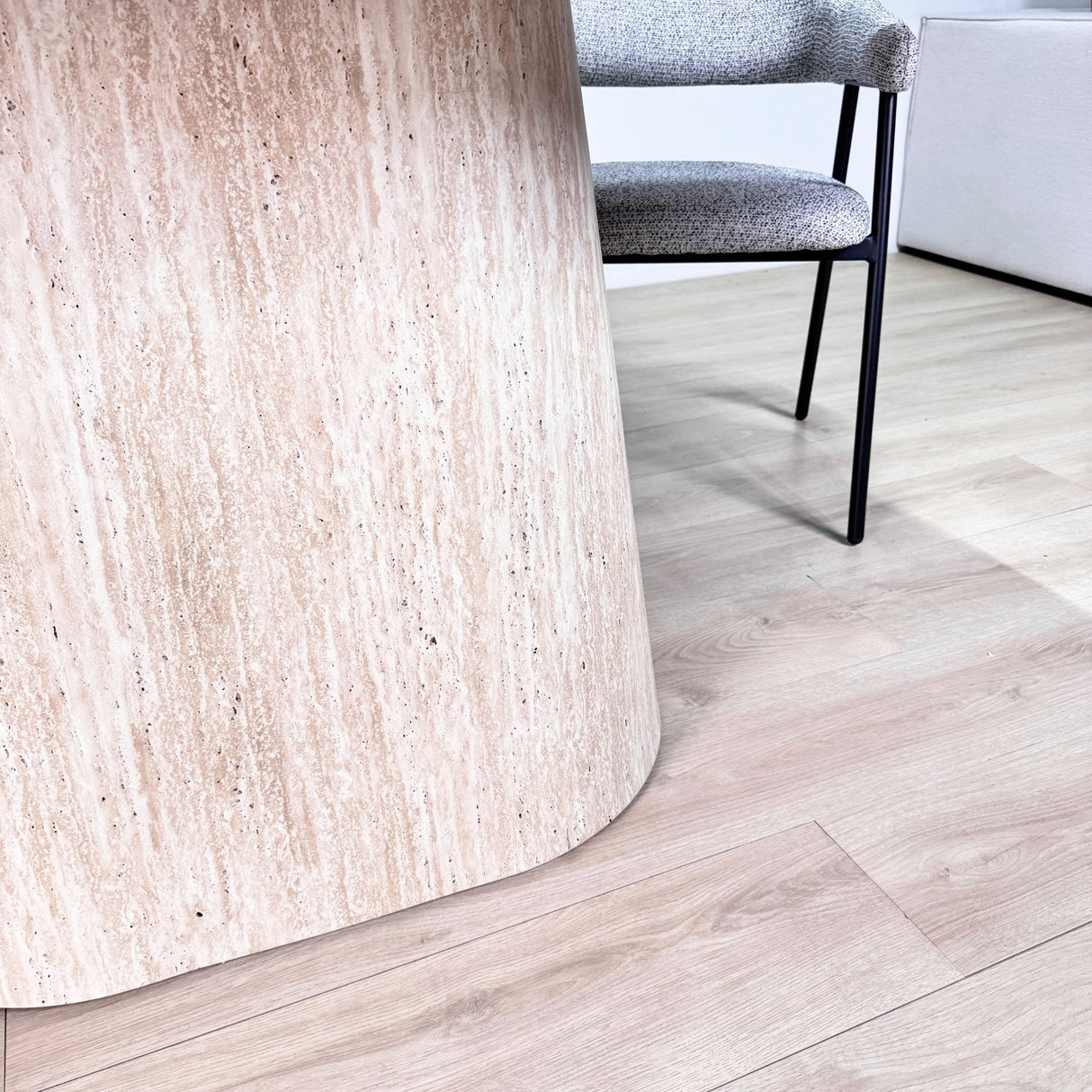 Sintered Stone Marble Look Travertine Dining Table Lea 180x90 cm - Danish Oval 