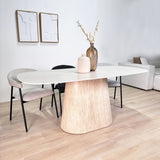 Sintered Stone Marble Look Travertine Dining Table Lea 180x90 cm - Danish Oval 