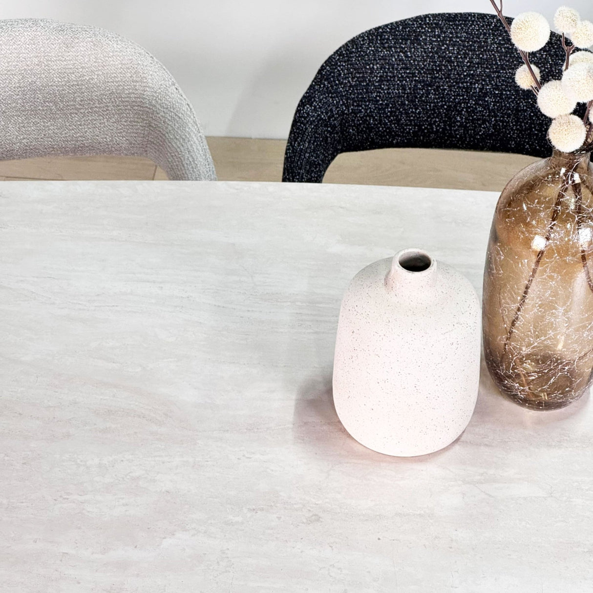 Sintered Stone Marble Look Travertine Dining Table Lea 180x90 cm - Danish Oval 