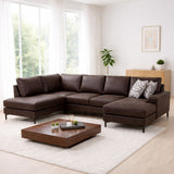 Sofas - U - sofa Corner sofa Brown Fabric 314x200 cm - Left - Porto - Dimehouse