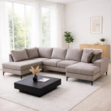 Sofas - U - sofa Corner sofa Gray Fabric 314x200 cm - Left - Porto - Dimehouse