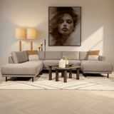 Modern U-Shape Couch Corner Sofa Left Taupe Fabric Aniko 310x197x78 cm 