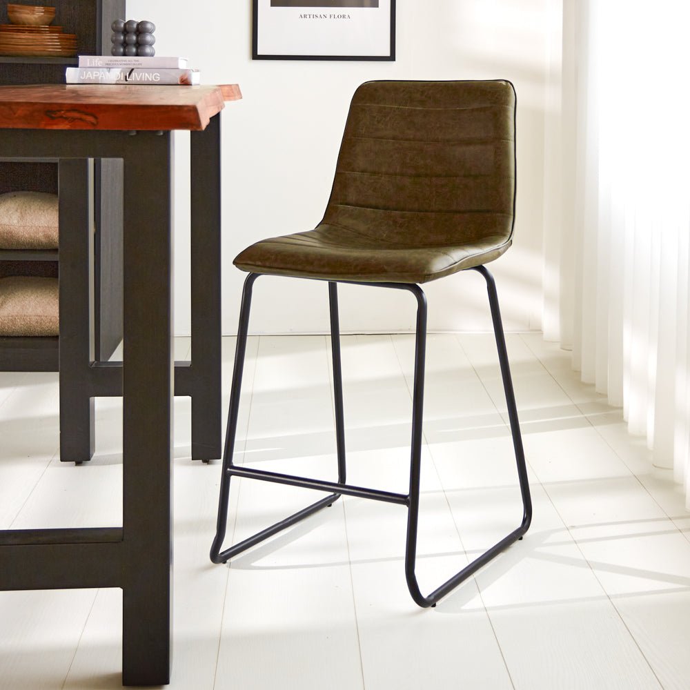 Industrial Bar Stool Green Mark PU - Seat Height 65 cm - Without Arms
