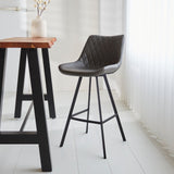 Industrial Bar Stool Juno Anthracite Faux Leather - Seat Height 70 cm - Without Armrests
