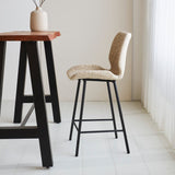 Beau Bar Stool Beige Chenille Fabric - 67 cm Seat Height - Without Armrests