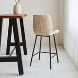 Beau Bar Stool Beige Chenille Fabric - 67 cm Seat Height - Without Armrests