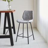 Beau Bar Stool Light Gray Chenille Fabric - 67 cm Seat Height - Without Armrests