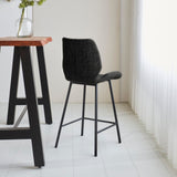 Beau Bar Stool Black Chenille Fabric - 67 cm Seat Height - Without Armrests