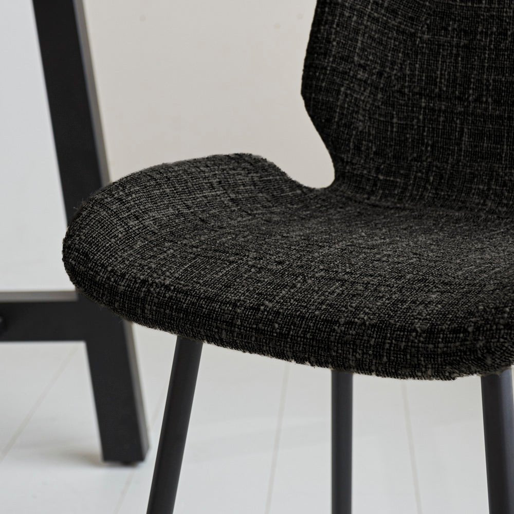 Beau Bar Stool Black Chenille Fabric - 67 cm Seat Height - Without Armrests