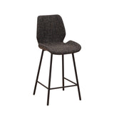 Beau Bar Stool Black Chenille Fabric - 67 cm Seat Height - Without Armrests