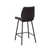 Beau Bar Stool Black Chenille Fabric - 67 cm Seat Height - Without Armrests
