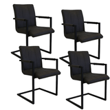 Industrial Dining Chair Anthracite Microfiber Jackson - With Armrests