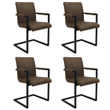 Industrial Dining Chair Taupe Microfiber Jackson - With Armrests