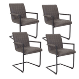 Industrial Dining Chair Anthracite Microfiber Fabric Dean - With Armrests