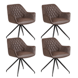 Set of 4 Industrial Dining Chairs Gian Taupe - With Armrests 