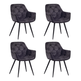 Chic Dining Chair Velvet Anthracite Fabric Audrey - With Armrests