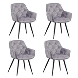 Chic Dining Chair Velvet Grey Fabric Audrey - With Armrests