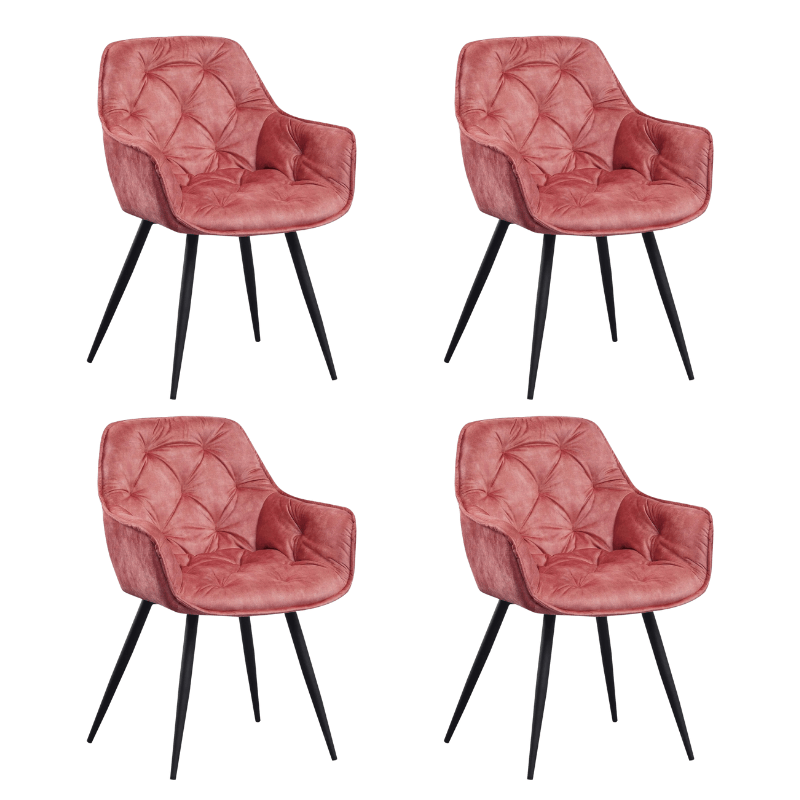 Chic Dining Chair Velvet Pink Fabric Audrey - With Armrests