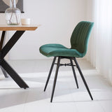 Beau Dining Chair Green Velvet Fabric - Without Armrests