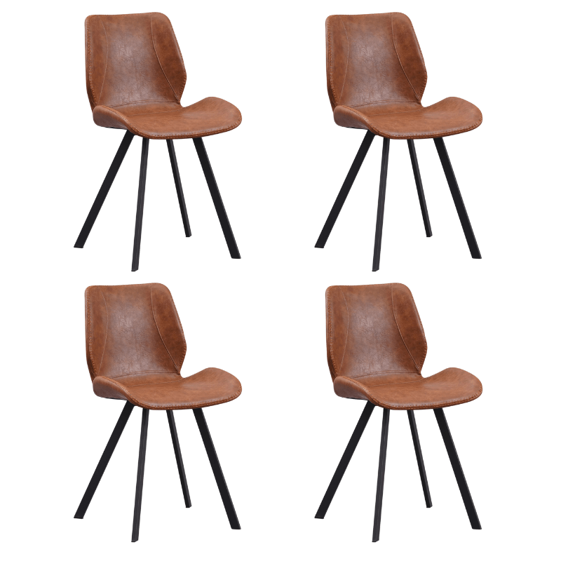 Set of 4 Industrial Dining Chairs Cognac Faux Leather Barry - Without Armrests 