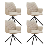 Swivel Dining Chair Beige Novan Chenille - 180° Swivel