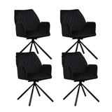 Swivel Dining Chair Black Velvet Novan – 180° Rotatable