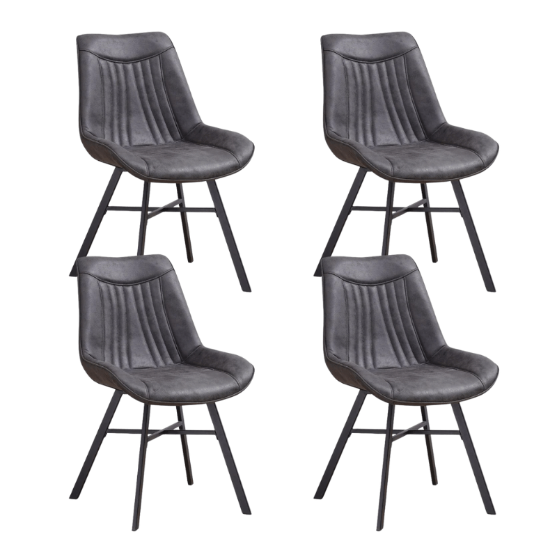 Set of 4 Dining Chairs Jada Anthracite Eco-leather - Without Armrests 
