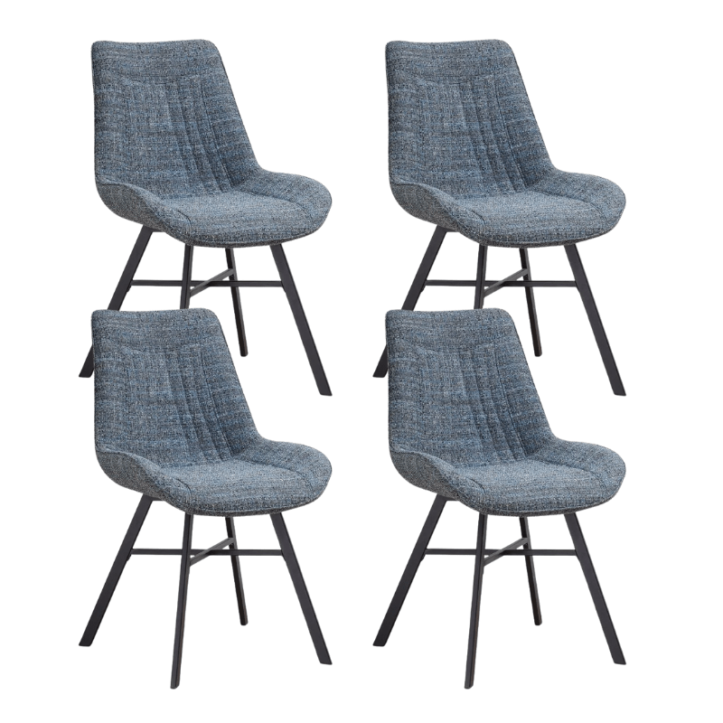 Dining Chair Blue Chenille Fabric Jada - Without Armrests