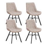 Set of 4 Dining Chairs Jada Chenille Fabric Beige - Without Armrests 