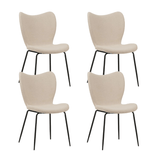 Dining Chair Beige Bouclé Fabric Sia - Without Armrests