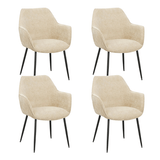 Dining Chair Chenille Beige Fabric Sev - With Armrest