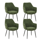 Dining Chair Chenille Green Fabric Sev - With Armrest
