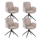 Set of 4 Swivel Dining Chairs Nela Chenille Beige - With Armrests 
