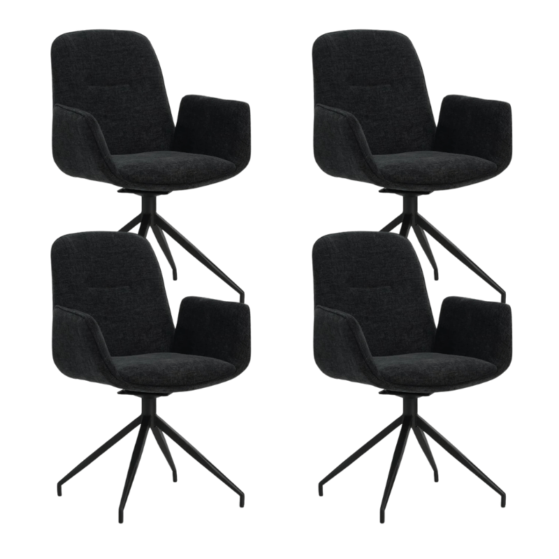 Nela Swivel Dining Chair Chenille Black
