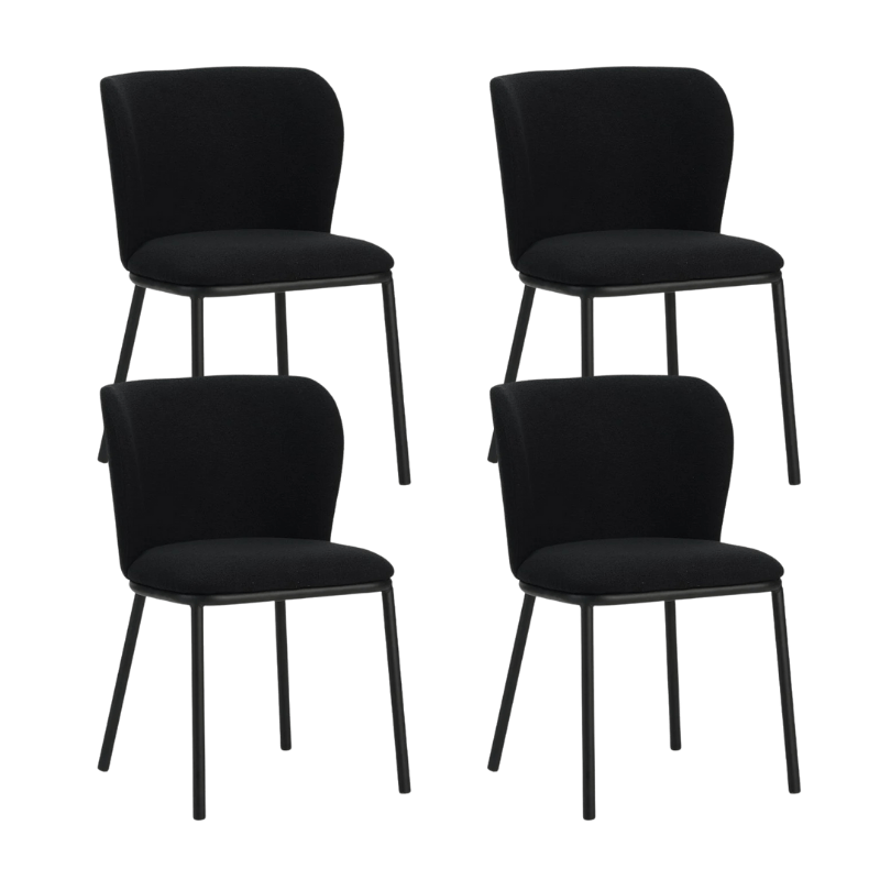 Dining Chair Black Bouclé Fabric Tess - Without Armrests