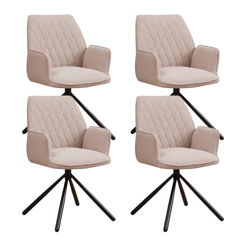 Swivel Dining Chair Novan Beige Bouclé - 180° Swivel